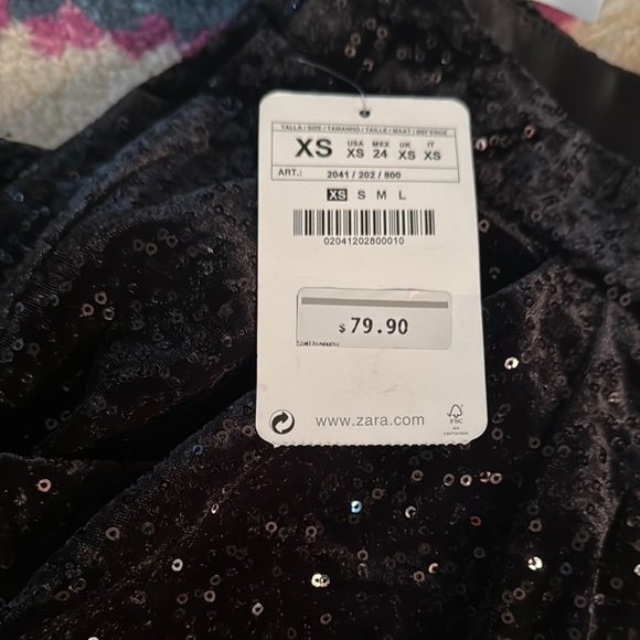 Zara Black Sequin Skinny Pants - Picture 2 of 5